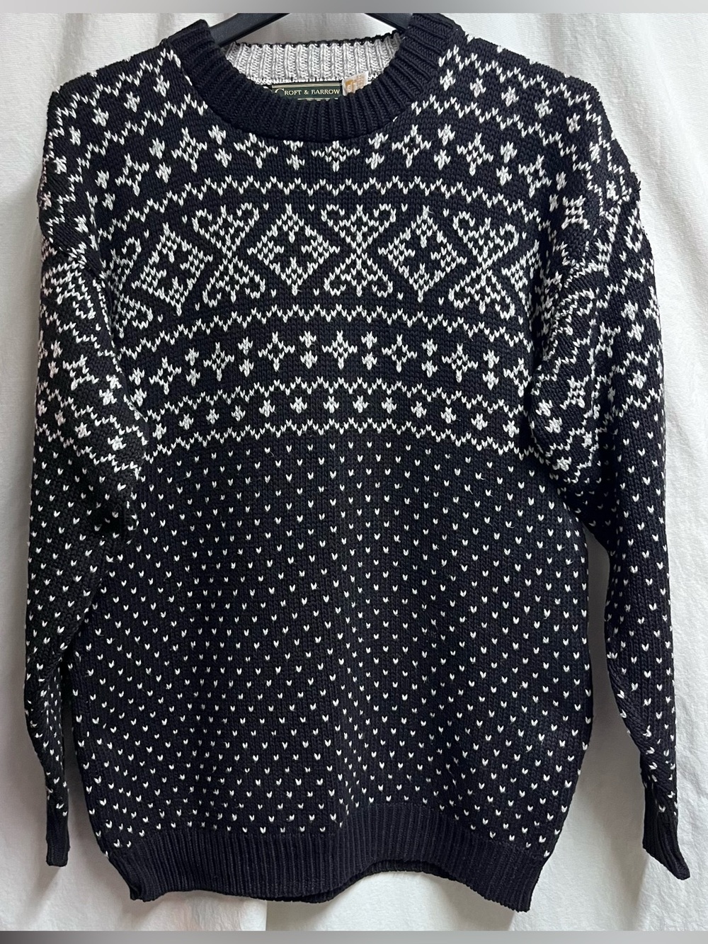 VTG 1990s Croft & Burrow Knitted Sweater  Large  USA Crewneck Pattern Sweater